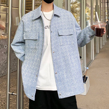 AIDASE  -  trendy men's jacket Metal Snap Design 2025 summer new pocket decoration lapel long sleeve men coats fashion tops 21E6542 aidase-shop